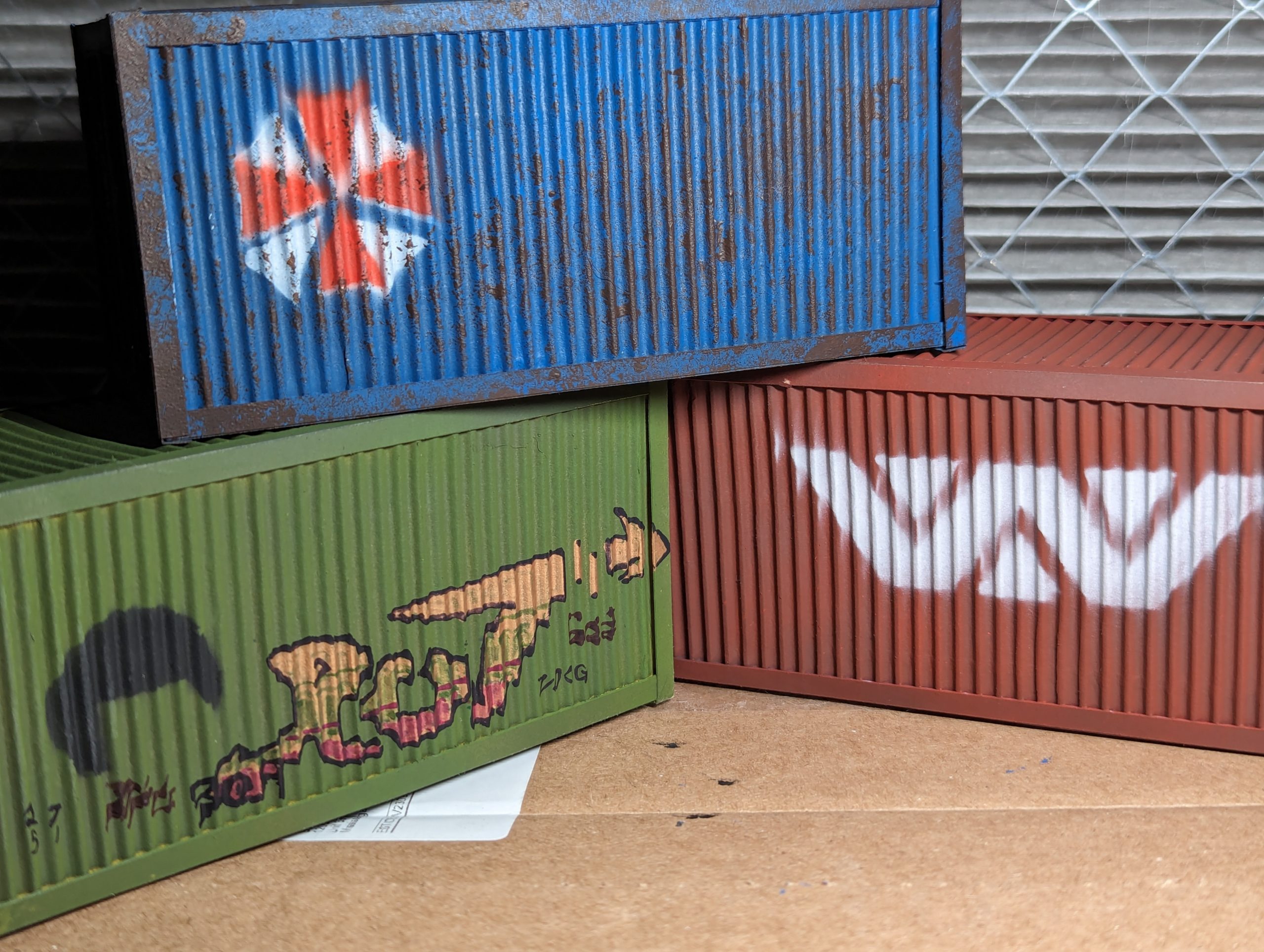 Painted shipping crates